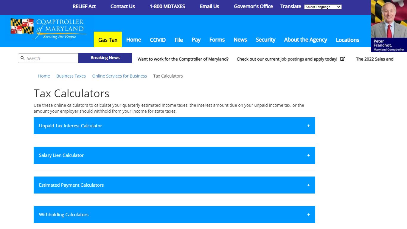 Business Tax Calculators - Marylandtaxes.gov